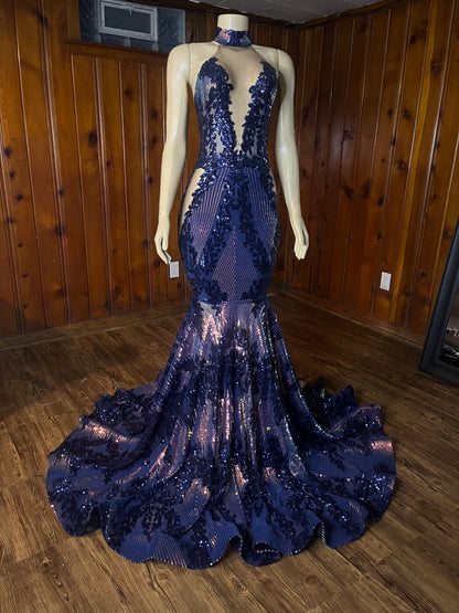 Midnight Illusion Mermaid Gown