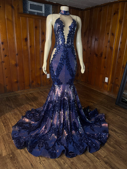 Midnight Illusion Mermaid Gown