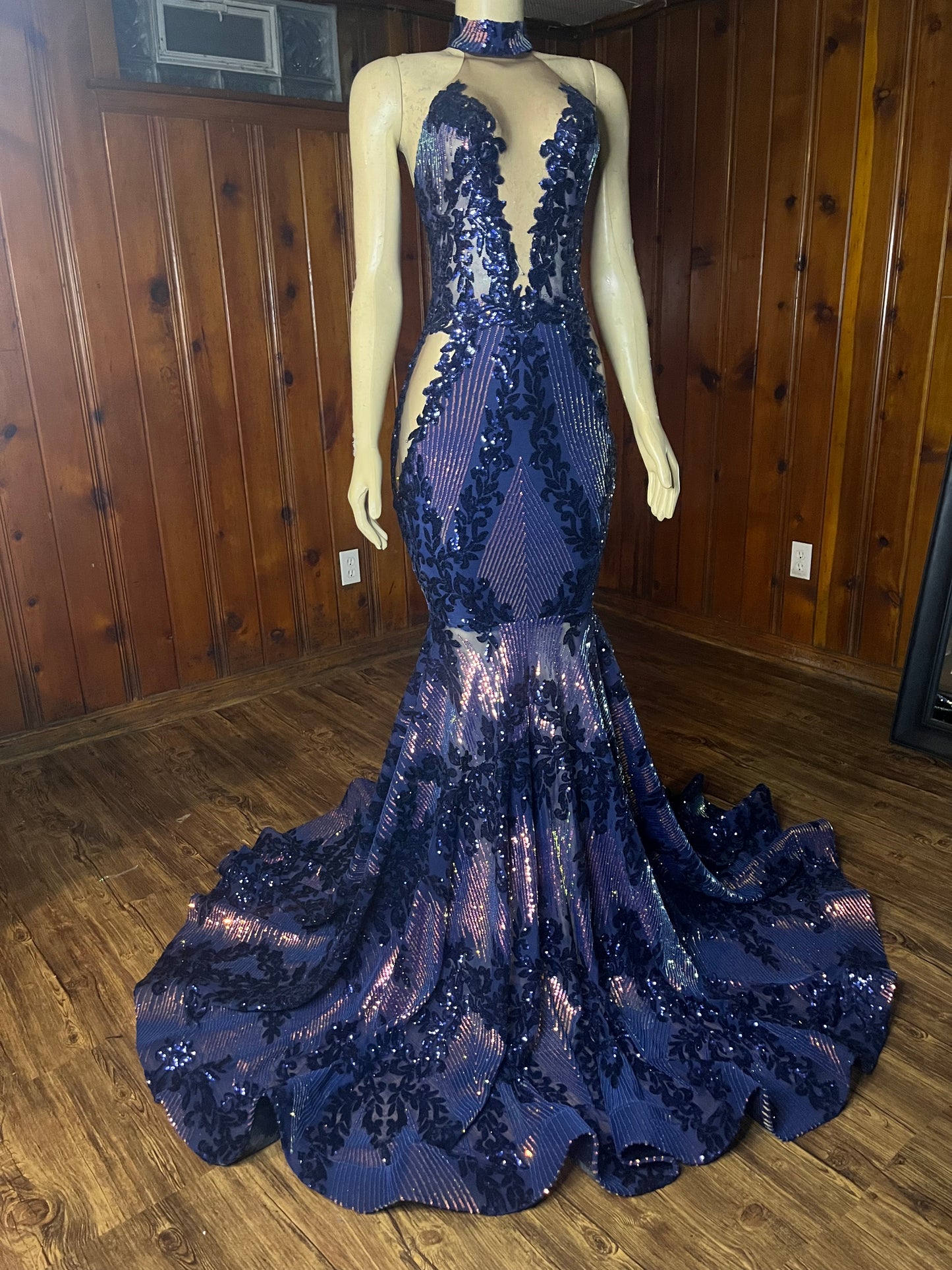 Midnight Illusion Mermaid Gown