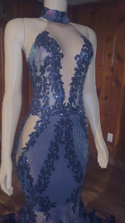 Midnight Illusion Mermaid Gown