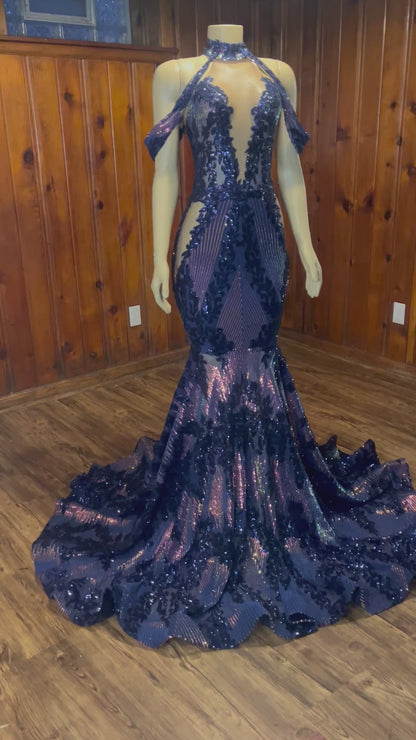 Midnight Illusion Mermaid Gown