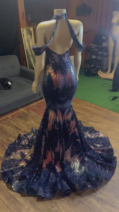 Midnight Illusion Mermaid Gown